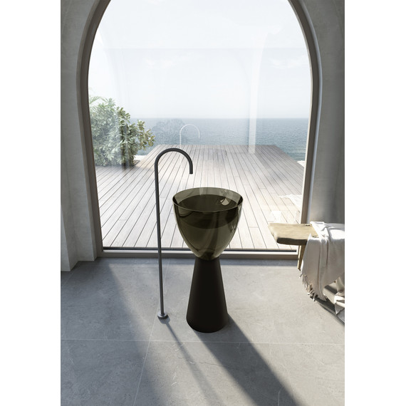 Раковина напольная прозрачная Abber Kristall 45 см AT2703Black-Vesuvian, черный/оливковый фото 2