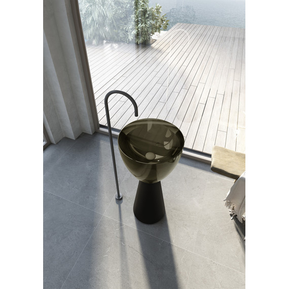 Раковина напольная прозрачная Abber Kristall 45 см AT2703Black-Vesuvian, черный/оливковый фото 3