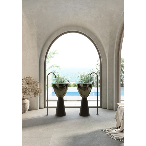 Раковина напольная прозрачная Abber Kristall 45 см AT2703Black-Vesuvian, черный/оливковый фото 4