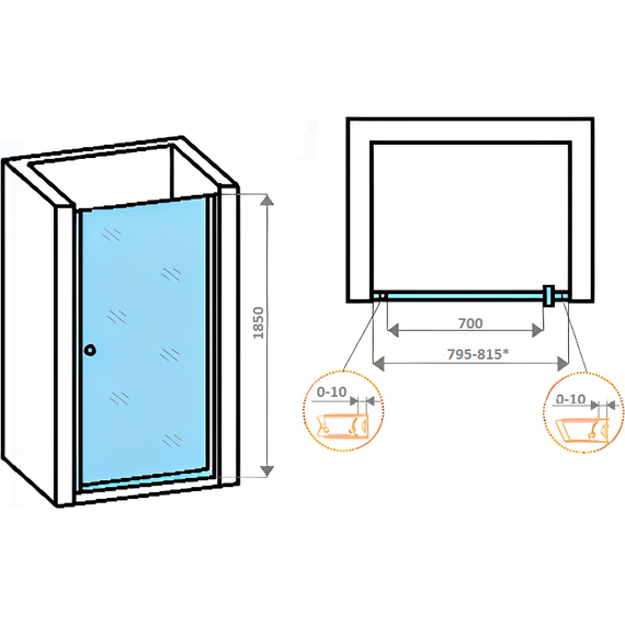 Душевая дверь Parly 80 см DE80B, чёрный/прозрачное - 7 Душевая дверь Parly 80 см DE80B, чёрный/прозрачное фото 7