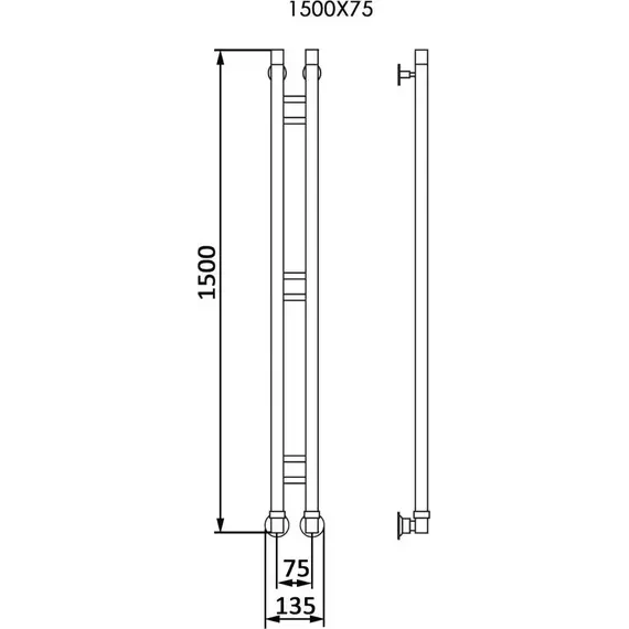 Полотенцесушитель водяной Veconi Maola-A П2 135х1500 мм M150B-A, чёрный фото 3