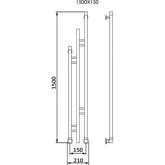 Полотенцесушитель водяной Veconi Maola-B П3 210х1500 мм M150B-B, чёрный фото 3