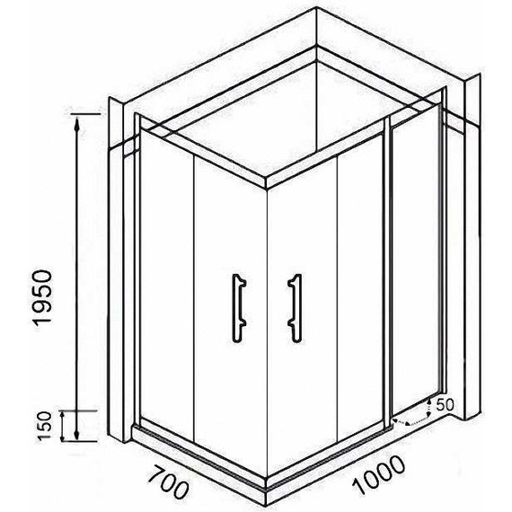 Душевое ограждение Parly 100х70 см QZ71B, чёрный/прозрачное фото 3