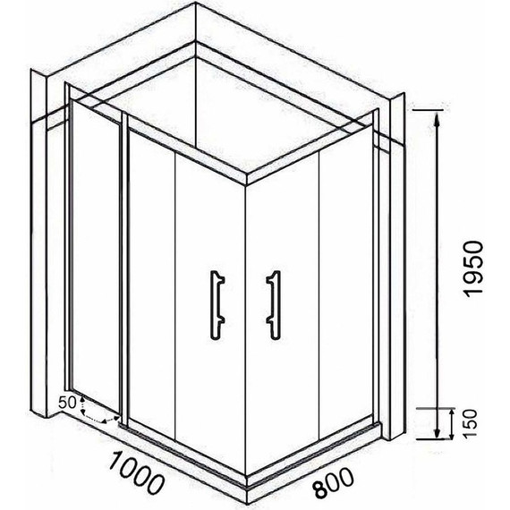 Душевое ограждение Parly 100х80 см QZ81B, чёрный/прозрачное фото 3