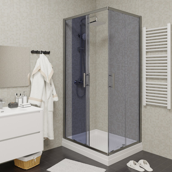 Душевое ограждение Parly 100х80 см QZ81S, хром/тонированное фото 2