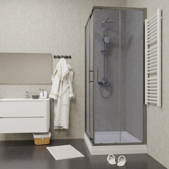 Душевое ограждение Parly 100х80 см QZ81S, хром/тонированное фото 3