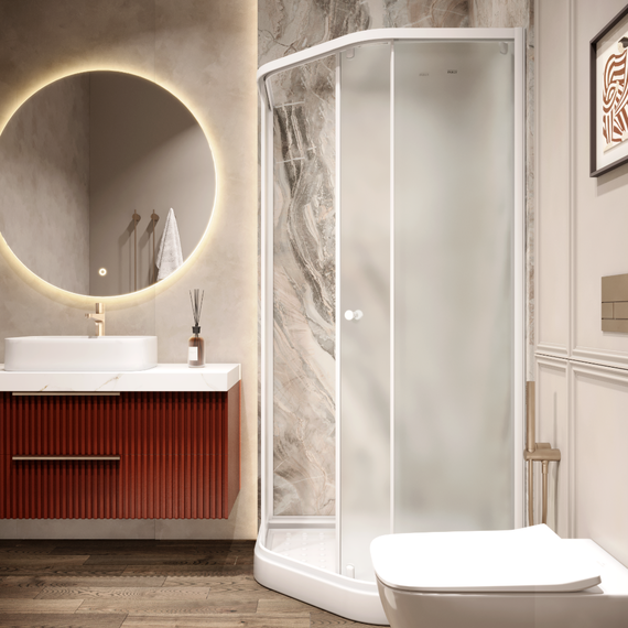 Душевое ограждение Parly 90х90 см ZEP91FR, белый/матовое фото 3