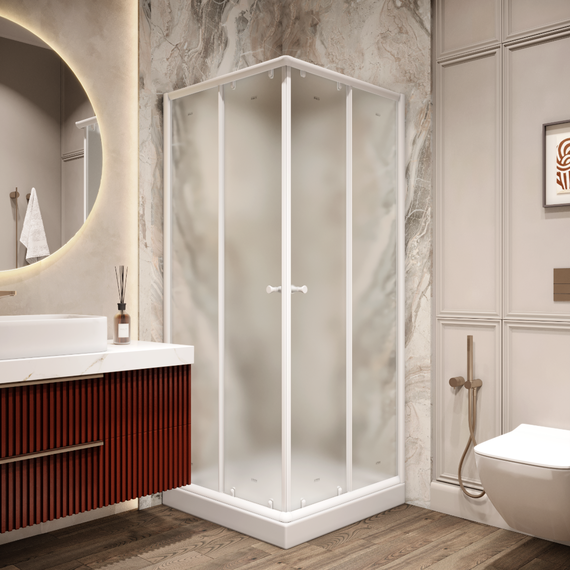 Душевое ограждение Parly 80х80 см ZFQ81, белый/матовое фото 2