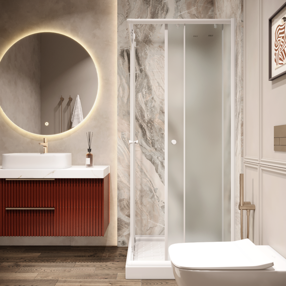 Душевое ограждение Parly 80х80 см ZFQ81, белый/матовое фото 3