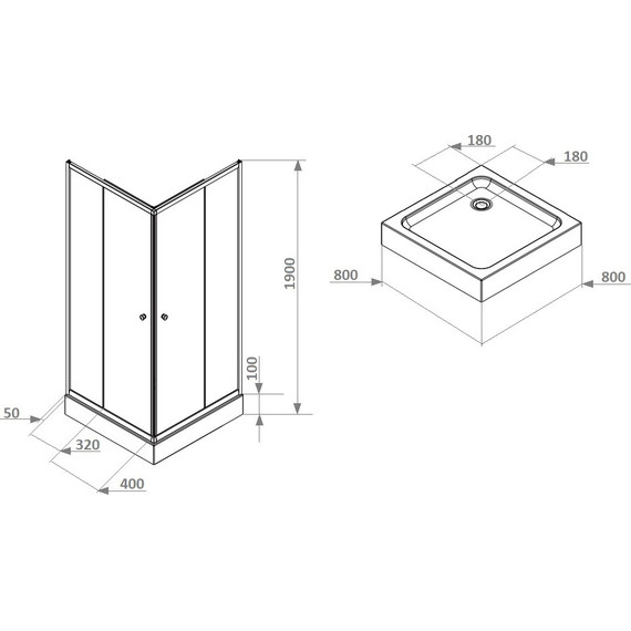 Душевое ограждение Parly 80х80 см ZFQ81, белый/матовое фото 6