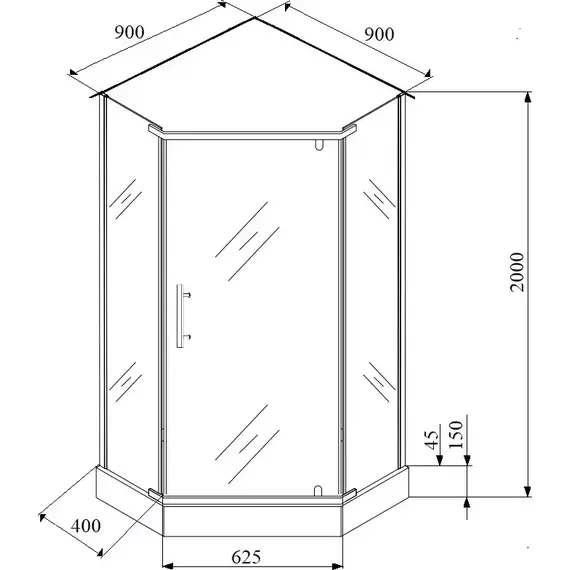 Душевое ограждение Parly 90х90 см ZPE911FB, чёрный/матовое фото 7