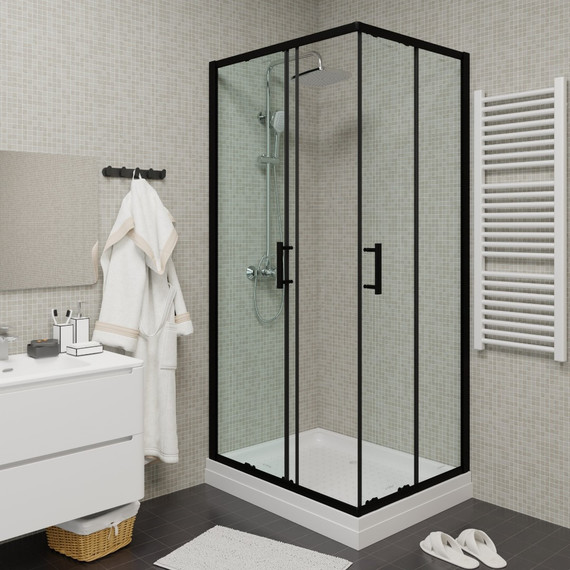 Душевое ограждение Parly 120х80 см ZQ121B, чёрный/тонированное фото 3
