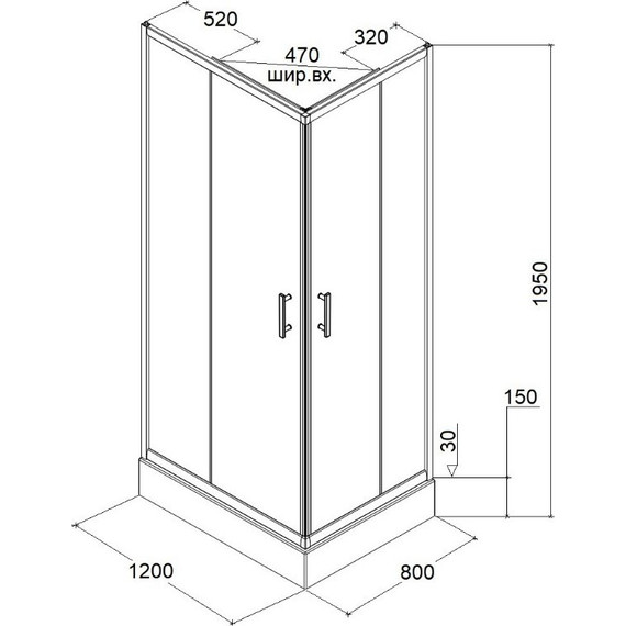 Душевое ограждение Parly 120х80 см ZQ121B, чёрный/тонированное фото 9
