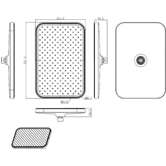 Верхний душ Raglo 350x200 мм R451.51, хром фото 2