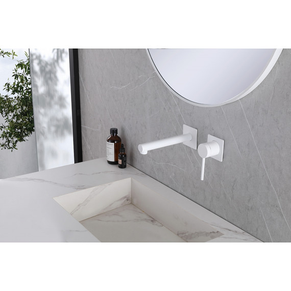 Смеситель для раковины настенный Abber Emotion AF8812W (со скрытой частью) белый, Цвет производителя: белый фото 2