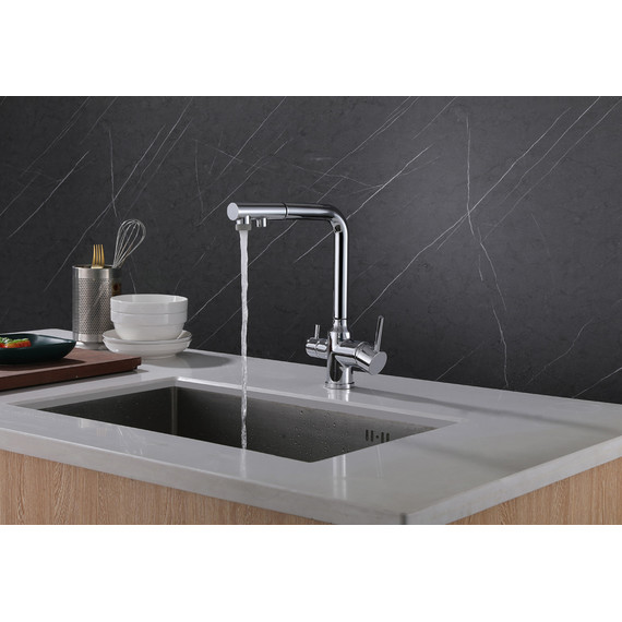 Смеситель для кухни Abber Emotion AF8814, с подключением фильтра и выдвижной лейкой,, Цвет производителя: хром фото 2
