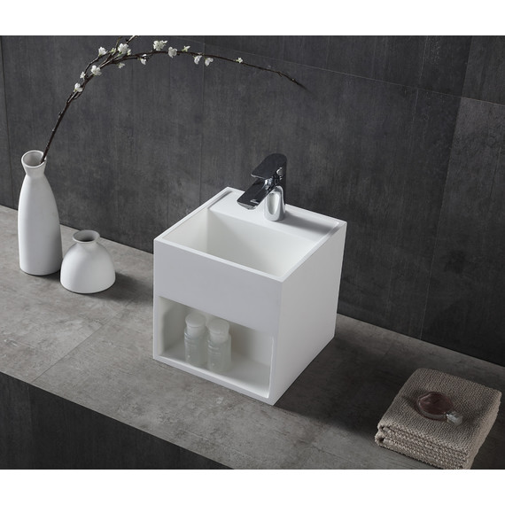 Тумба подвесная с раковиной Abber Stein AS2639 30 см, белый матовый фото 2