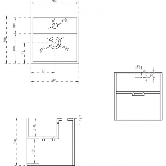 Тумба подвесная с раковиной Abber Stein AS2639 30 см, белый матовый фото 3