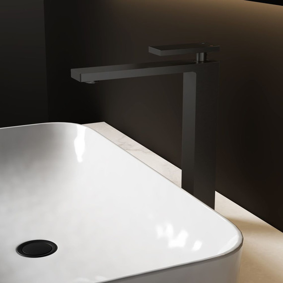 Смеситель для раковины высокий Vincea Dice VBF-2DS2MB, чёрный - 2 Смеситель для раковины высокий Vincea Dice VBF-2DS2MB, чёрный фото 2