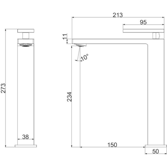 Смеситель для раковины высокий Vincea Dice VBF-2DS2GM, вороненая сталь фото 3