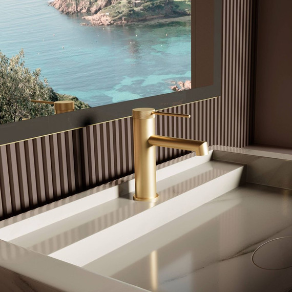 Смеситель для раковины Vincea Rim VBF-2RM1BG, брашированное золото - 2 Смеситель для раковины Vincea Rim VBF-2RM1BG, брашированное золото фото 2