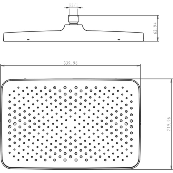 Верхний душ Raglo 350x200 мм R451.52, хром фото 2
