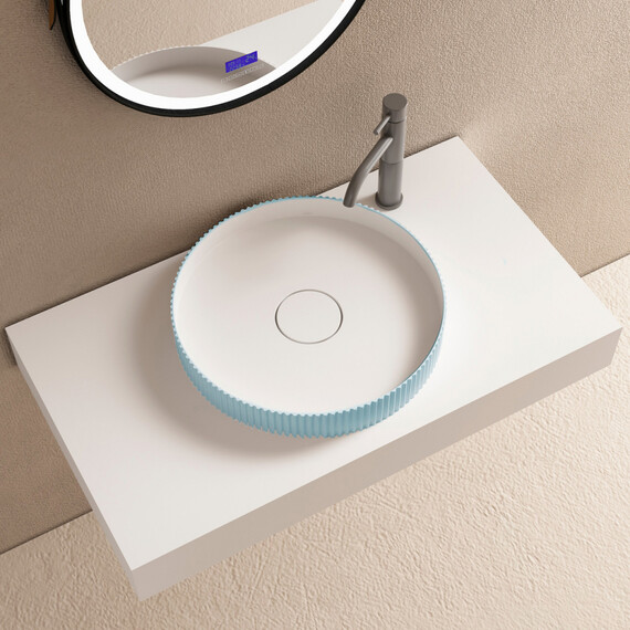 Раковина-чаша Abber Stein 40 см AS2604Blau, голубой фото 