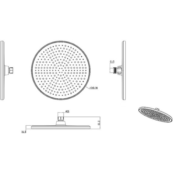 Верхний душ Raglo 250x250 мм R451.50.06, чёрный фото 2