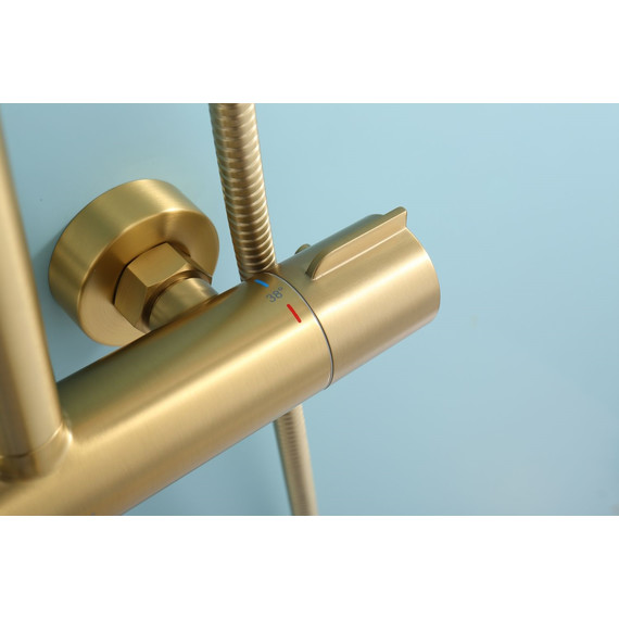 Душевая система с термостатом Raglo R20.26.03, сатин золотой фото 12