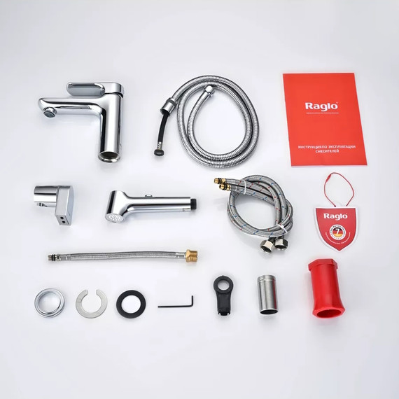 Смеситель для раковины с гигиеническим душем Raglo R03.12, хром фото 11