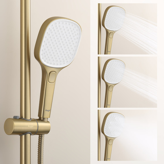 Душевая система с термостатом Raglo R22.26.03, сатин золотой фото 10