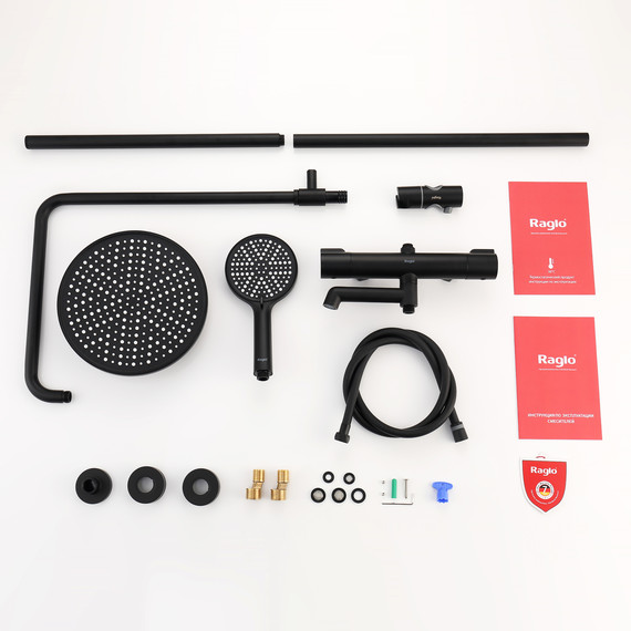 Душевая система с термостатом Raglo R20.26.06, чёрный фото 12