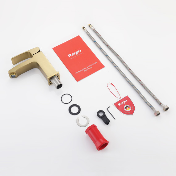 Смеситель для раковины Raglo R01.10.03, золотой сатин фото 10