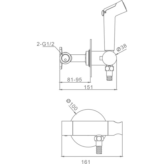 Набор для гигиенического душа с термостатом Raglo R23.56 (со скрытой частью) хром - 2 Набор для гигиенического душа с термостатом Raglo R23.56 (со скрытой частью) хром фото 2