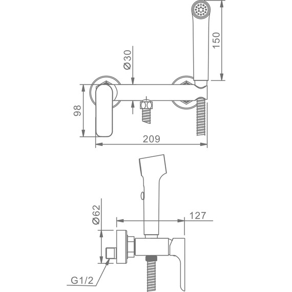 Набор для гигиенического душа Raglo R03.51.09, графит фото 2