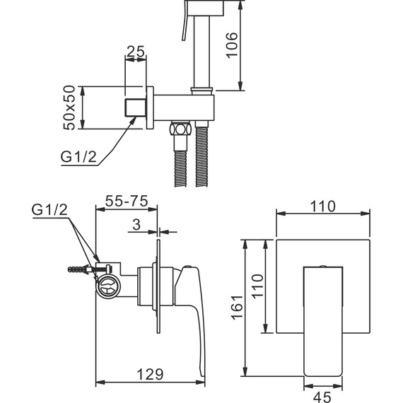 Набор для гигиенического душа Raglo R01.53.06 (со скрытой частью) чёрный - 2 Набор для гигиенического душа Raglo R01.53.06 (со скрытой частью) чёрный фото 2