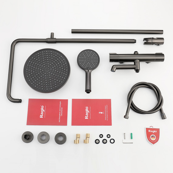 Душевая система с термостатом Raglo R20.26.09, графит фото 12