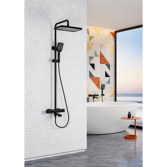 Душевая система с термостатом Raglo R01.26.06, чёрный фото 4