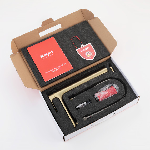 Смеситель для раковины высокий Raglo R03.15.03, золотой сатин фото 11