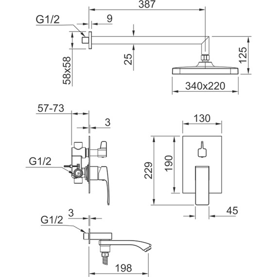 Душевая система встраиваемая Raglo R01.27.06 (со скрытой частью) чёрный фото 2