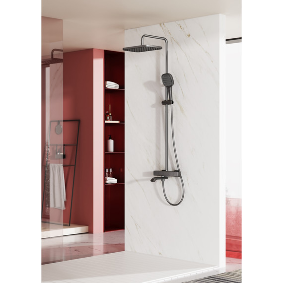 Душевая система с термостатом Raglo R22.26.09, графит фото 3