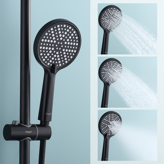 Душевая система с термостатом Raglo R20.26.06, чёрный фото 11