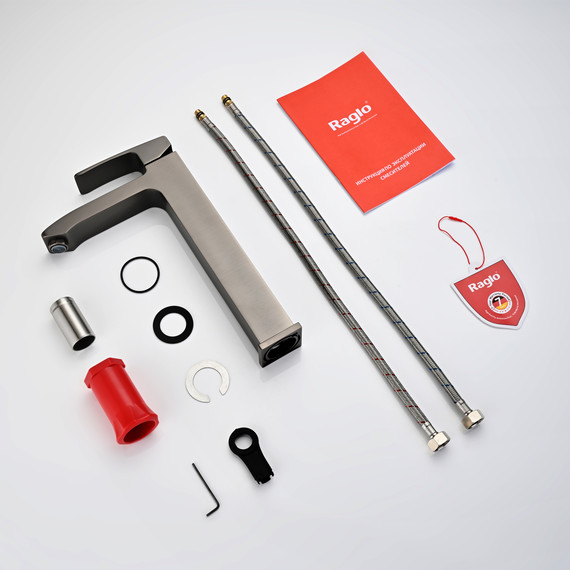 Смеситель для раковины высокий Raglo R01.15.09, графит фото 12