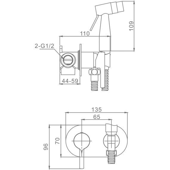 Набор для гигиенического душа Raglo R20.52 (со скрытой частью) хром - 2 Набор для гигиенического душа Raglo R20.52 (со скрытой частью) хром фото 2