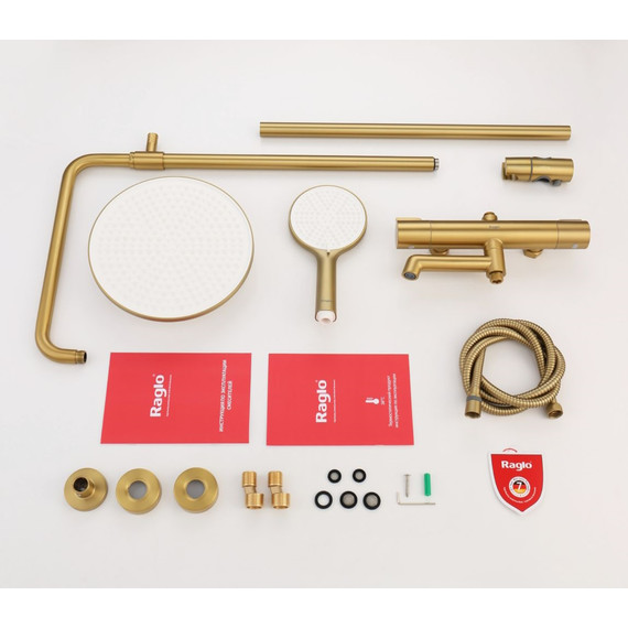 Душевая система с термостатом Raglo R20.26.03, сатин золотой фото 16
