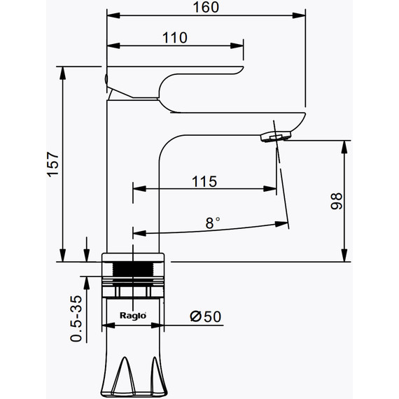 Смеситель для раковины Raglo R03.10.06, чёрный фото 2