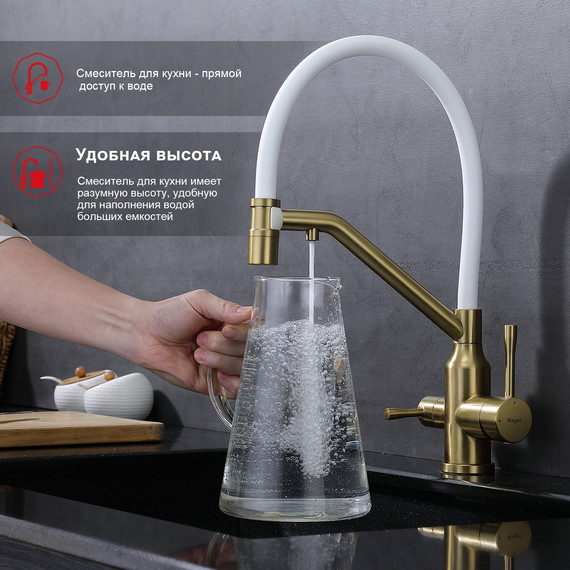 Смеситель для кухни Raglo R81.62.03, золотой сатин фото 6