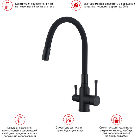 Смеситель для кухни Raglo R81.64.06, чёрный фото 3