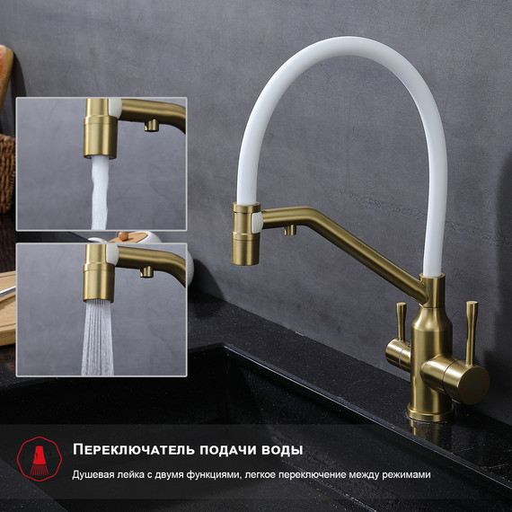 Смеситель для кухни Raglo R81.62.03, золотой сатин фото 4