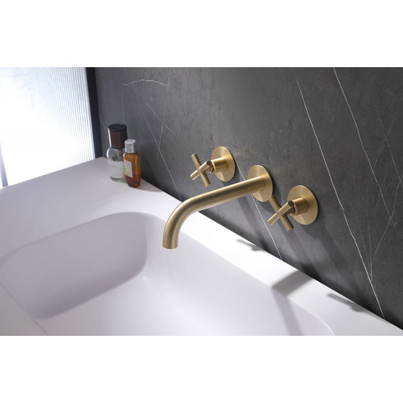 Смеситель для раковины настенный Abber Wasser Kreis AF81121G (со скрытой частью) золото матовый, Цвет производителя: золото матовое фото 2